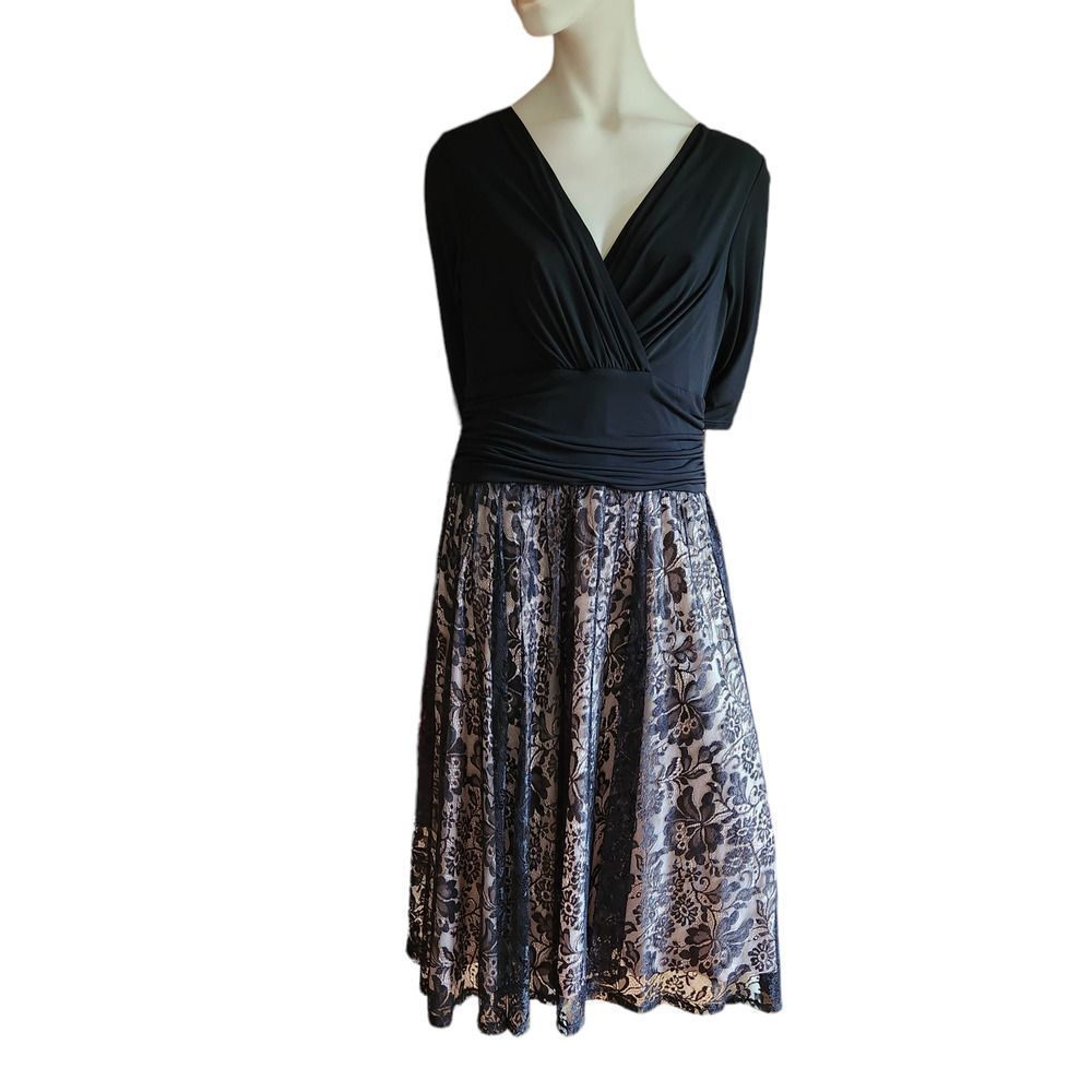 Signature by Sangria Black and Silver Midi Dress